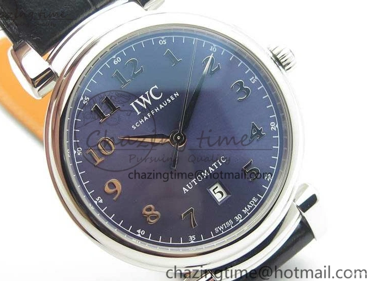 MIROTIME 0209 Da Vinci IW356601 SS TW 1:1 Best Edition Blue Dial On Black Leather Strap A Durable 7239
